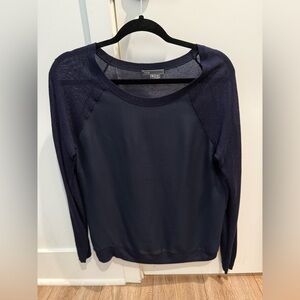 Vince Deep Blue Sheer Blouse
